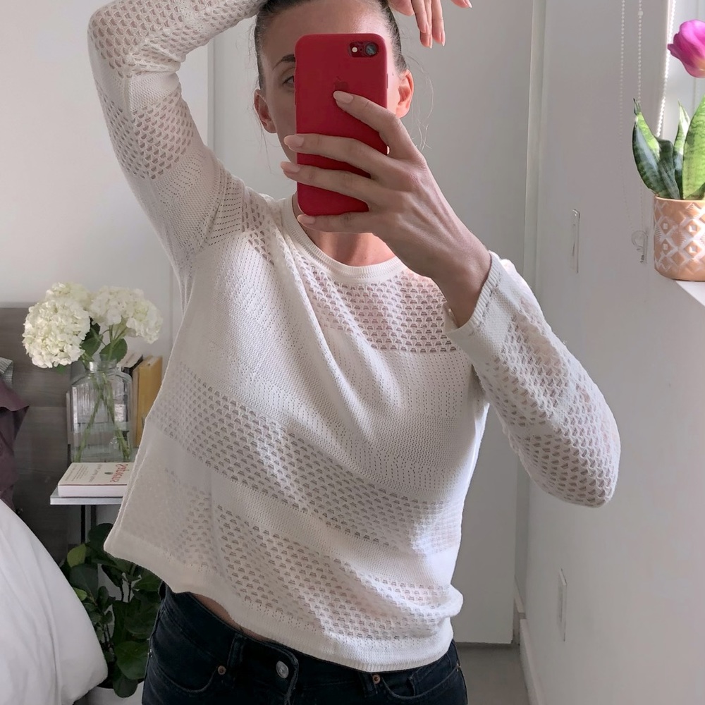 Maje Woven Top with Back Button Closure